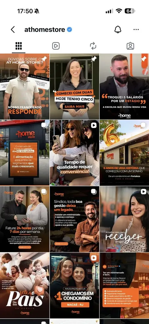 Feed de Instagram @athomestore, conteúdo produzido pela Conecxus